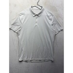 Lululemon Evolution Golf Polo Shirt Mens L Beige Ivory Short Sleeve Breathable